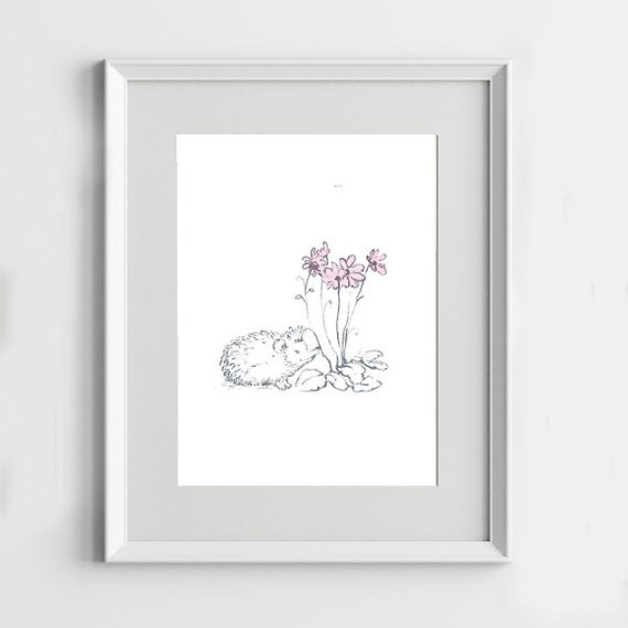 Hedgehog Line Drawing Print