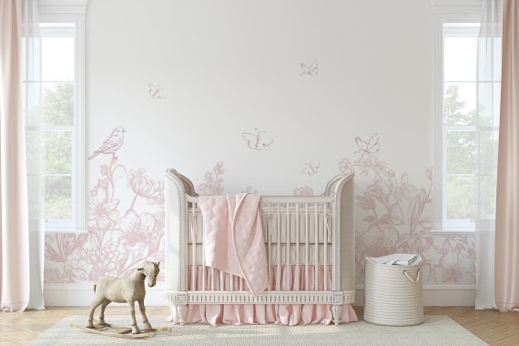 Soft Pink Secret Garden Wallpaper