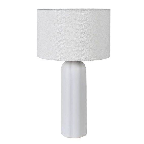 White Table Lamp with Boucle Shade